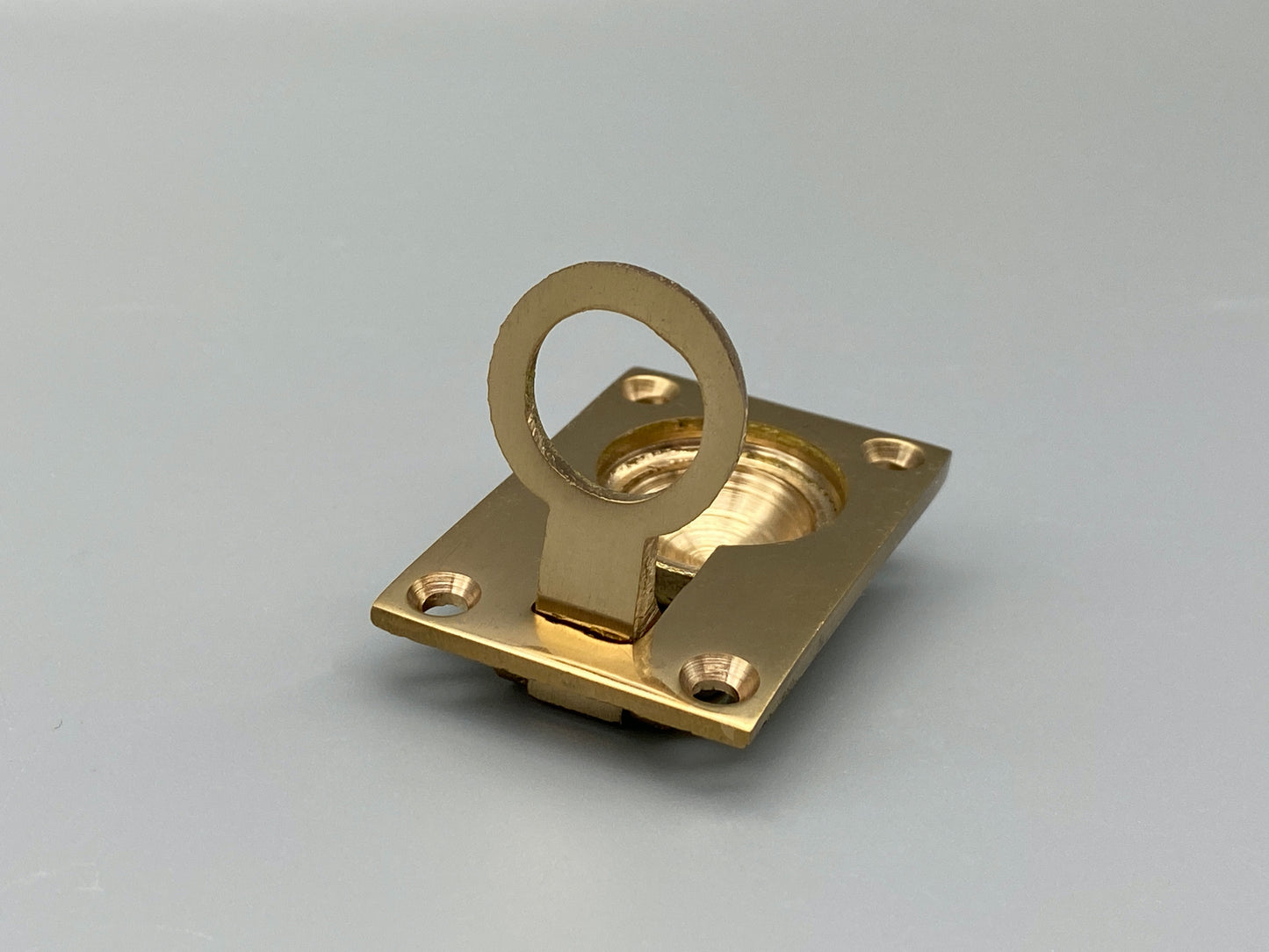 Rectangular Solid Brass Flush Rings - Flush Drawer Rings - 38mm x 27mm
