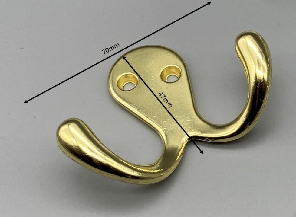 Twin Robe Hooks - Solid Metal - Various Finishings