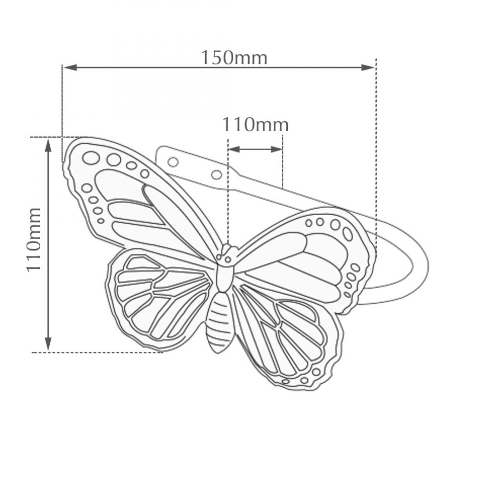 Annabella Butterfly Holdback 150mm - Antique Brass & Antique Silver