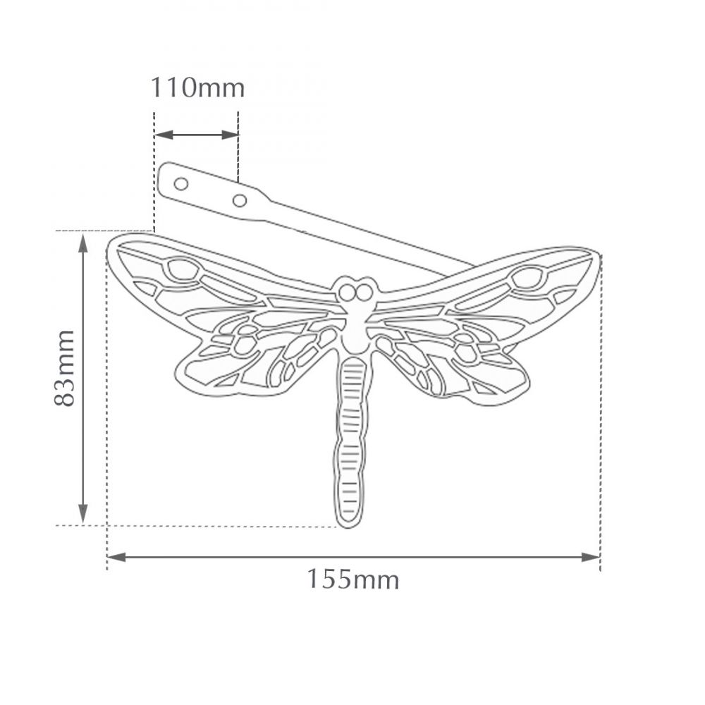 Phoenix Dragonfly Holdback 150mm - Antique Brass & Antique Silver