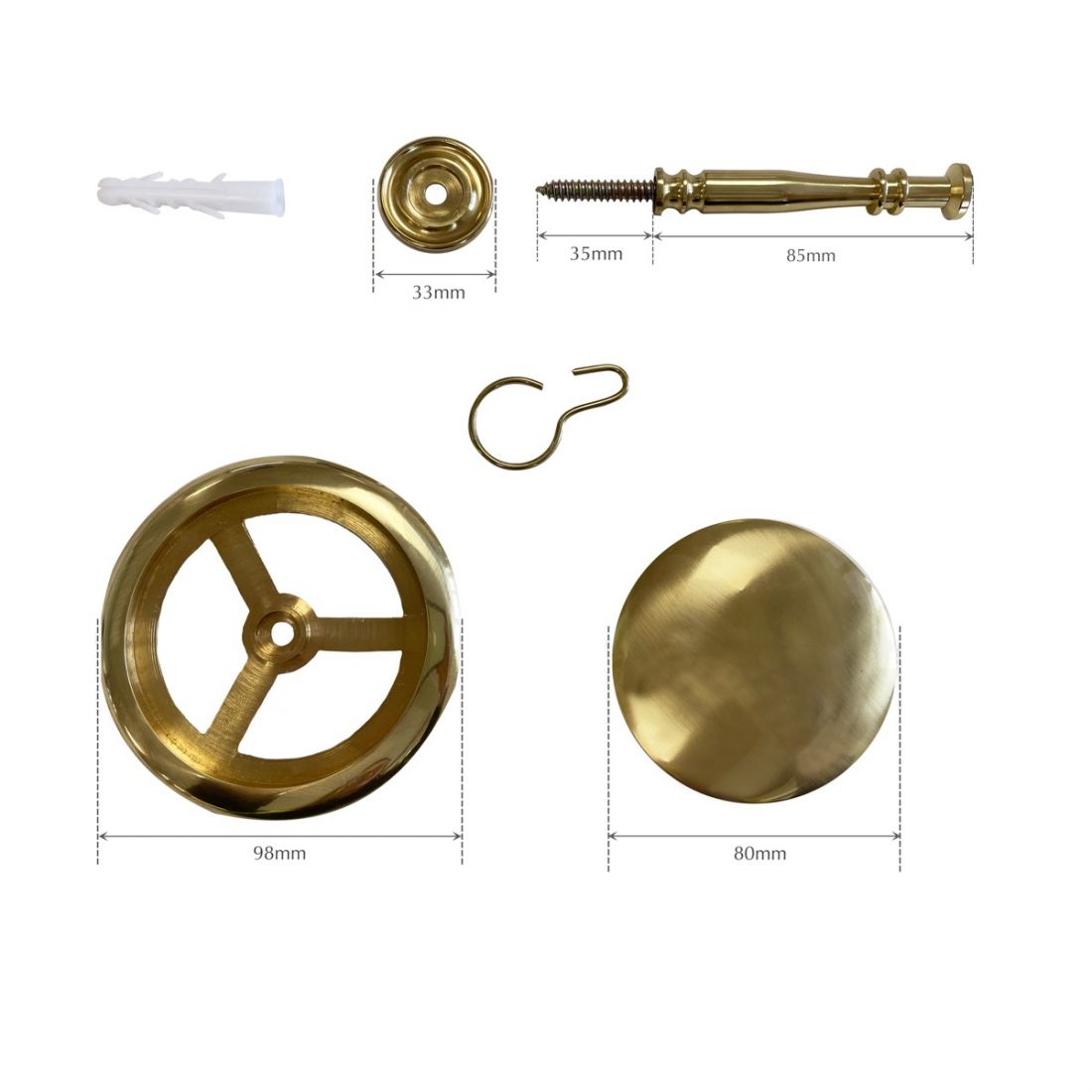 Pair of Belgravia Wall Pins 85mm Diameter - Available in Brass & Chrome