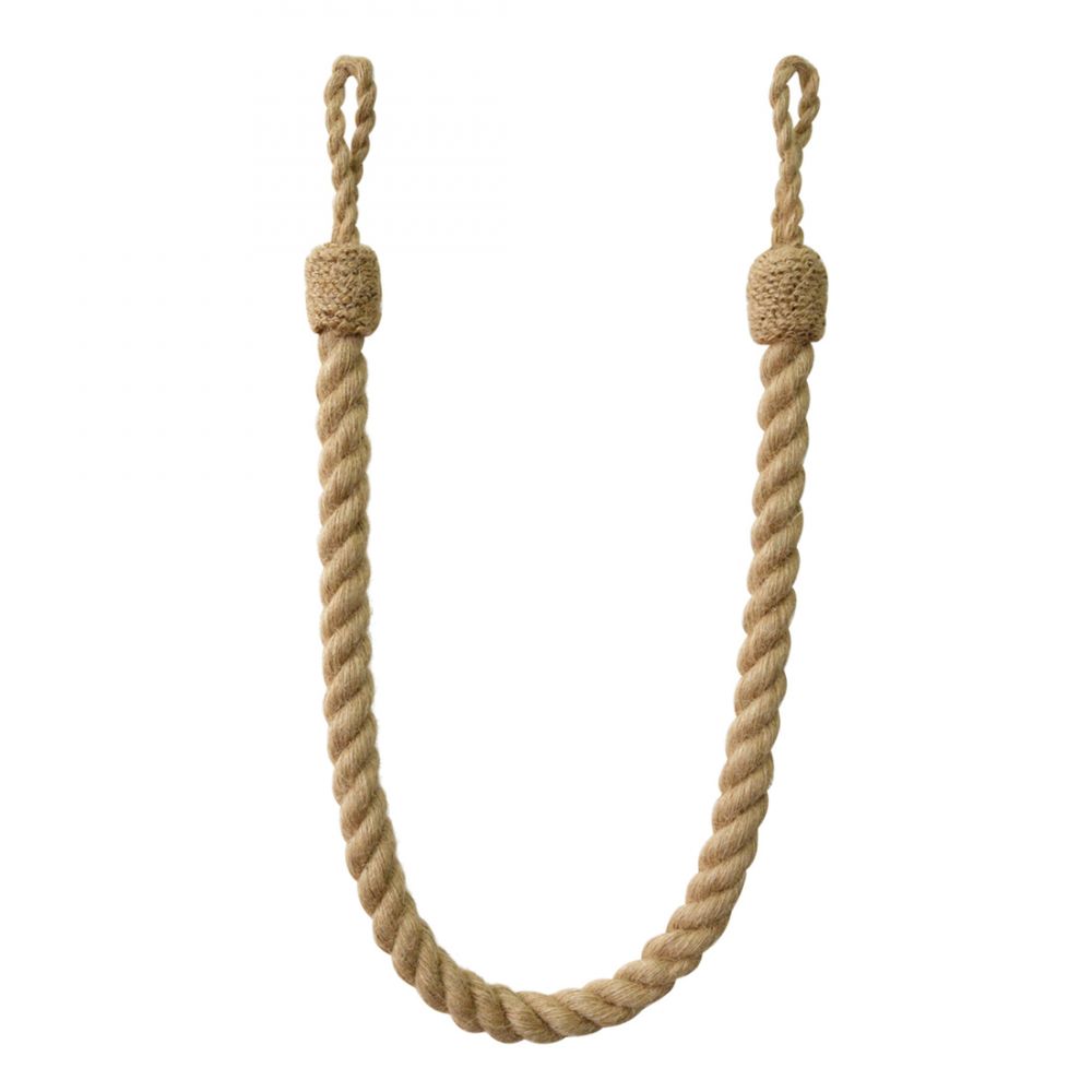 Pair of Twisted Berkshire Tie Back Ropes - 600mm Long - Jute & Cotton