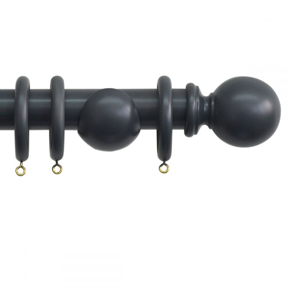 Plain Solid Wood Curtain Pole Set - Handcrafted - 35mm Kit