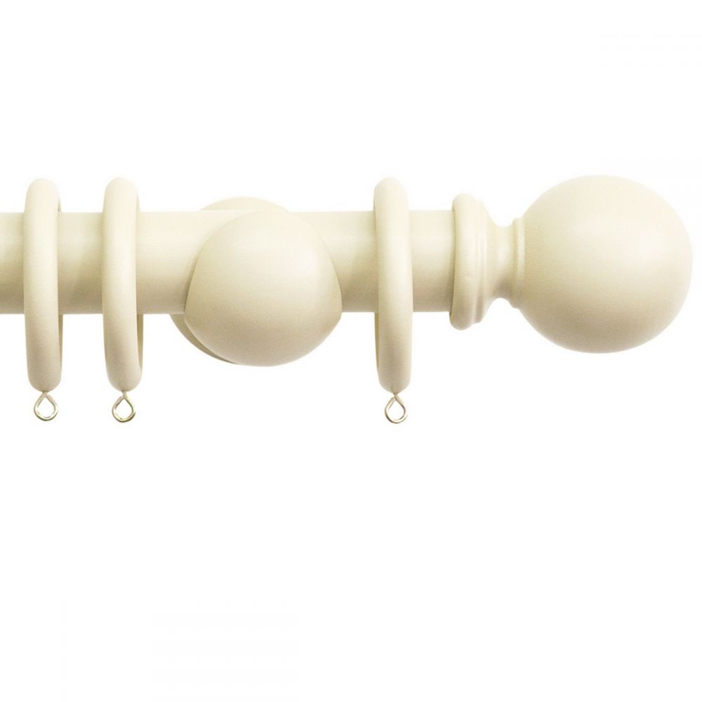 Plain Solid Wood Curtain Pole Set - Handcrafted - 35mm Kit