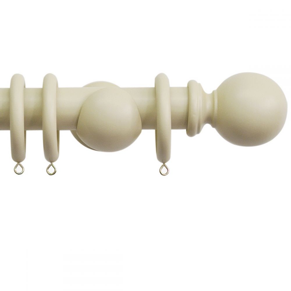 Plain Solid Wood Curtain Pole Set - Handcrafted - 35mm Kit