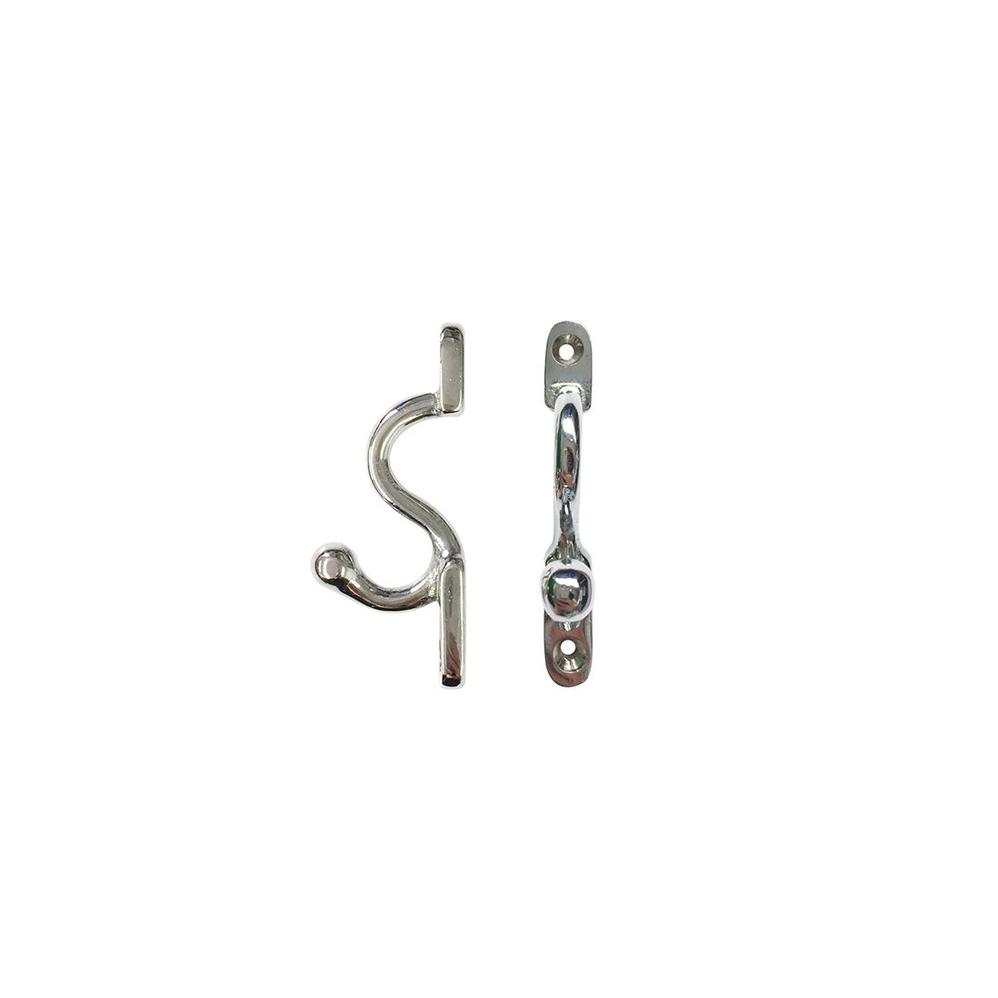Pair of Solid Brass Loop Wall Hooks - Antique Brass - Satin - Brass - Chrome