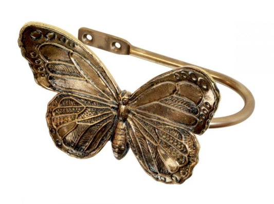 Annabella Butterfly Holdback 150mm - Antique Brass & Antique Silver