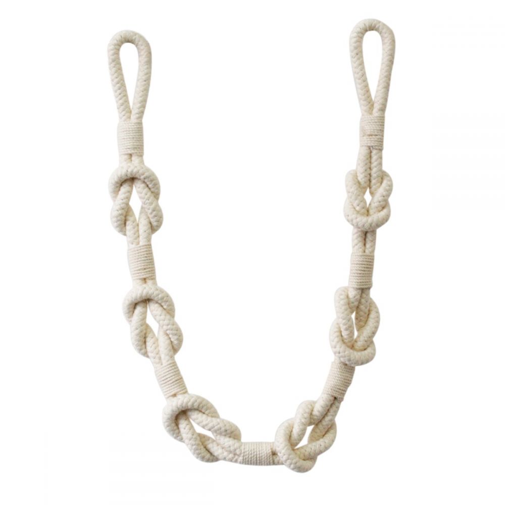Pair of Natural Interlocked Tie Back Ropes - 850mm Long - Jute & Cotton