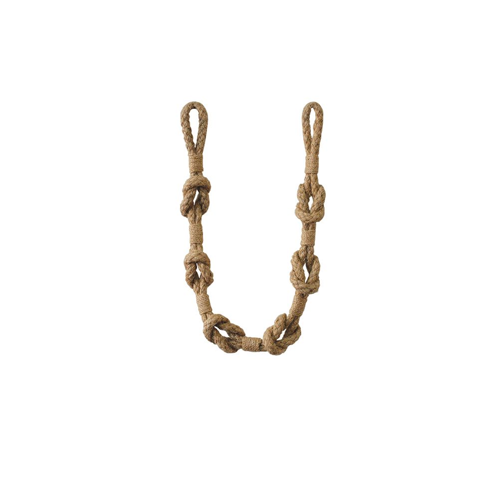 Pair of Natural Interlocked Tie Back Ropes - 850mm Long - Jute & Cotton