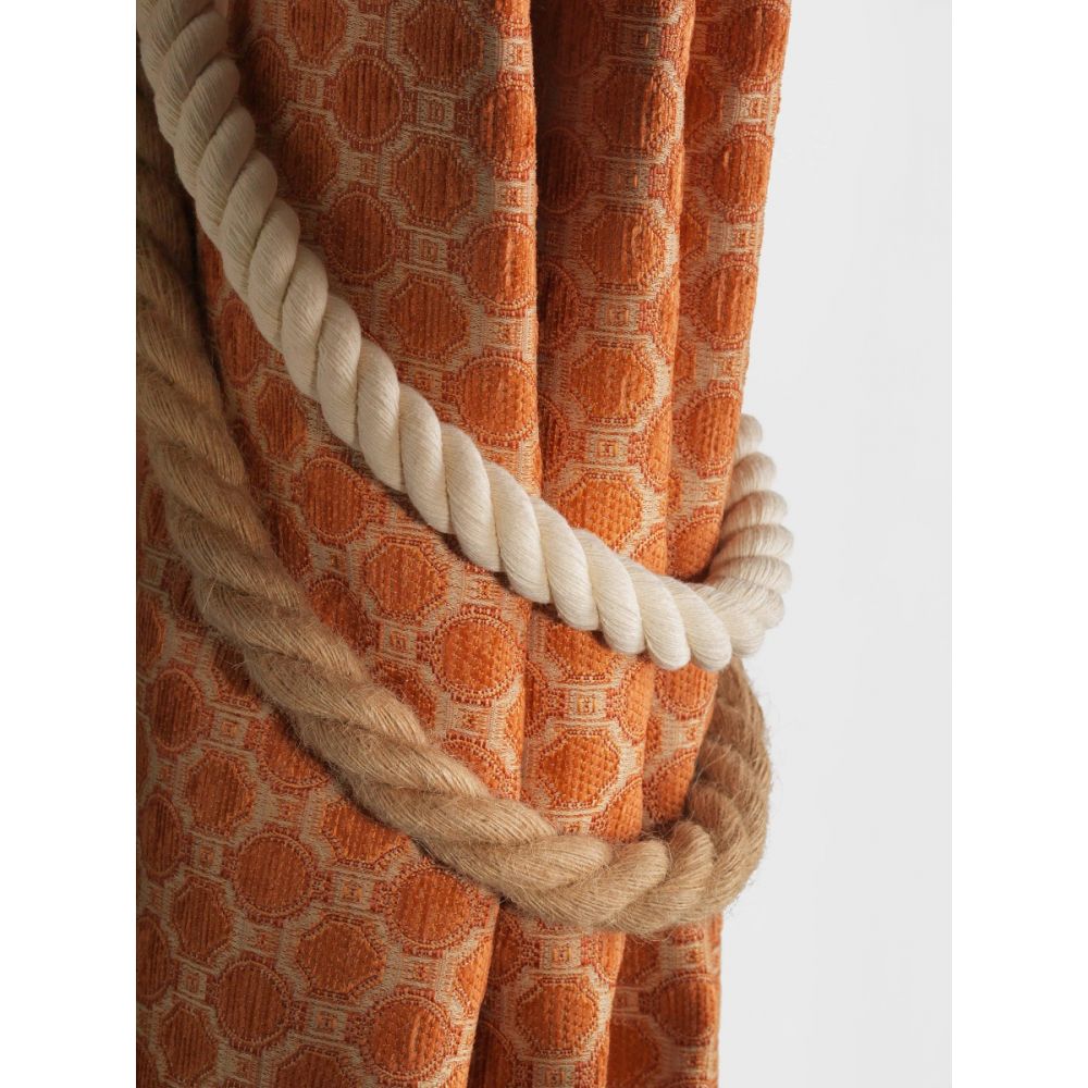 Pair of Twisted Berkshire Tie Back Ropes - 600mm Long - Jute & Cotton