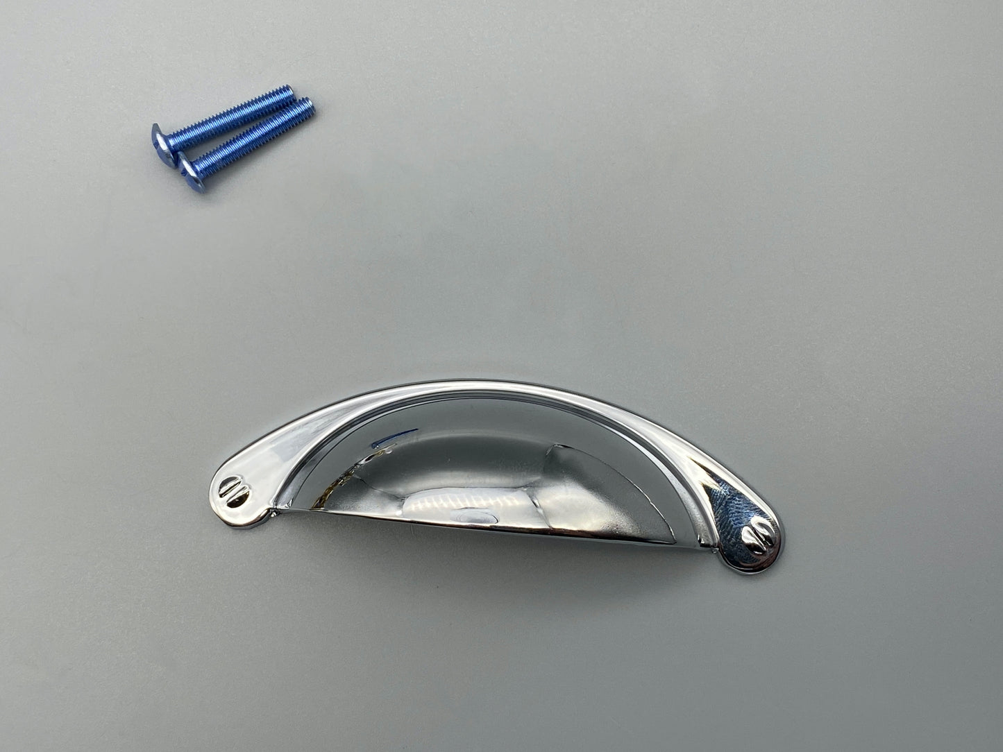 Nickel Plated Shell Handles - Half Moon Drawer Pulls 64mm - Rear Fix - Pack of 1