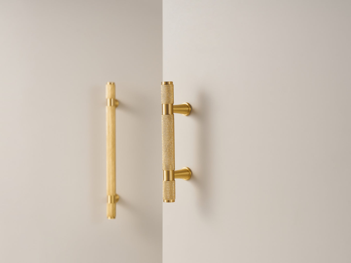 Knurled Solid Brass Cabinet Handle Collection - Brushed Brass