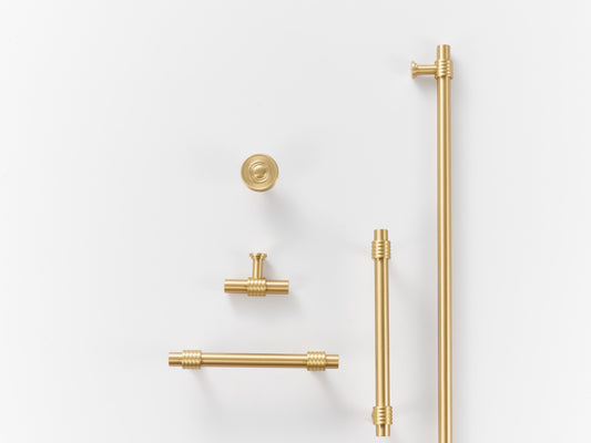 Solid Brass Ribbed Cabinet Handles