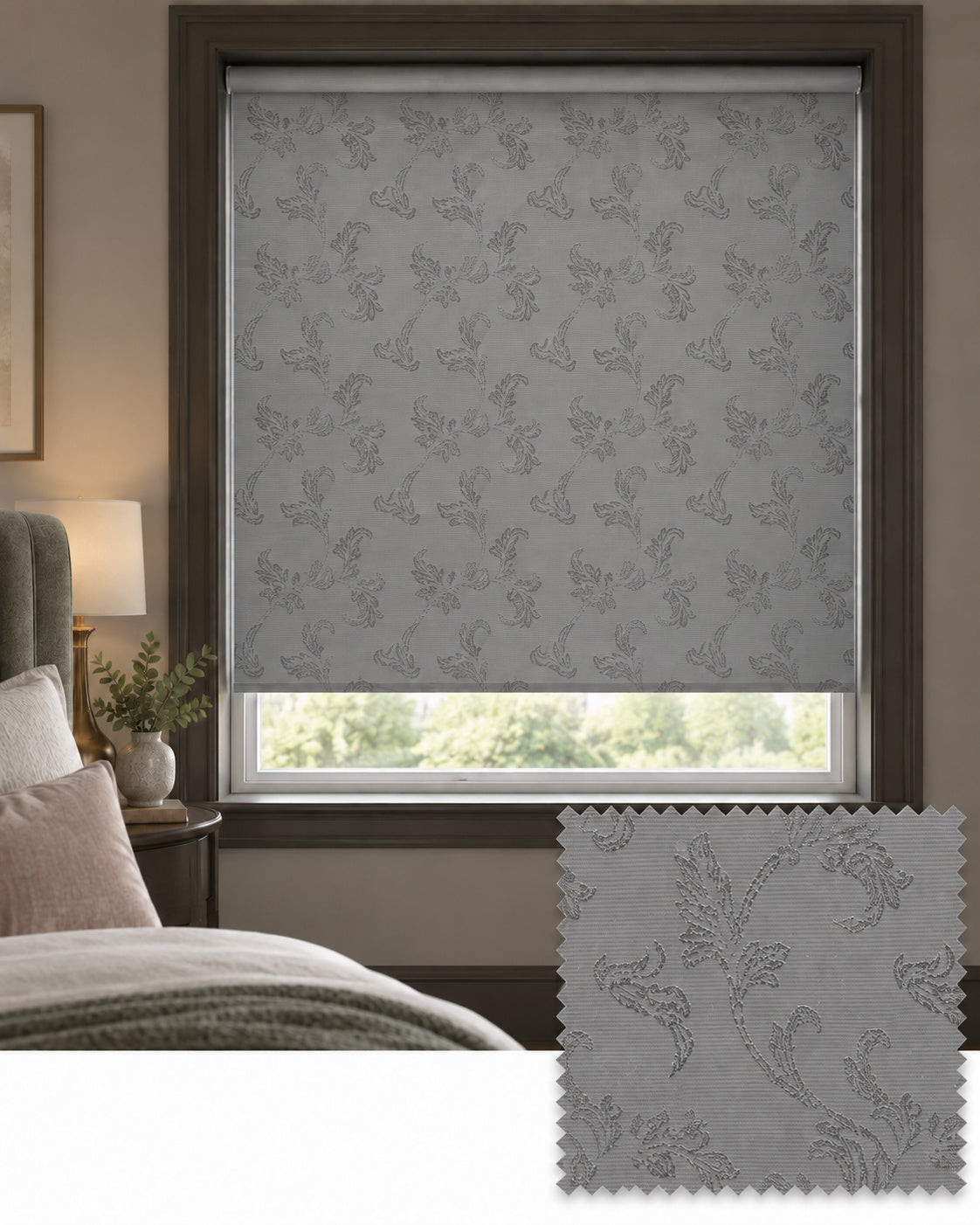 Crystal Silver Fabric Roller Blind - Made to Measure