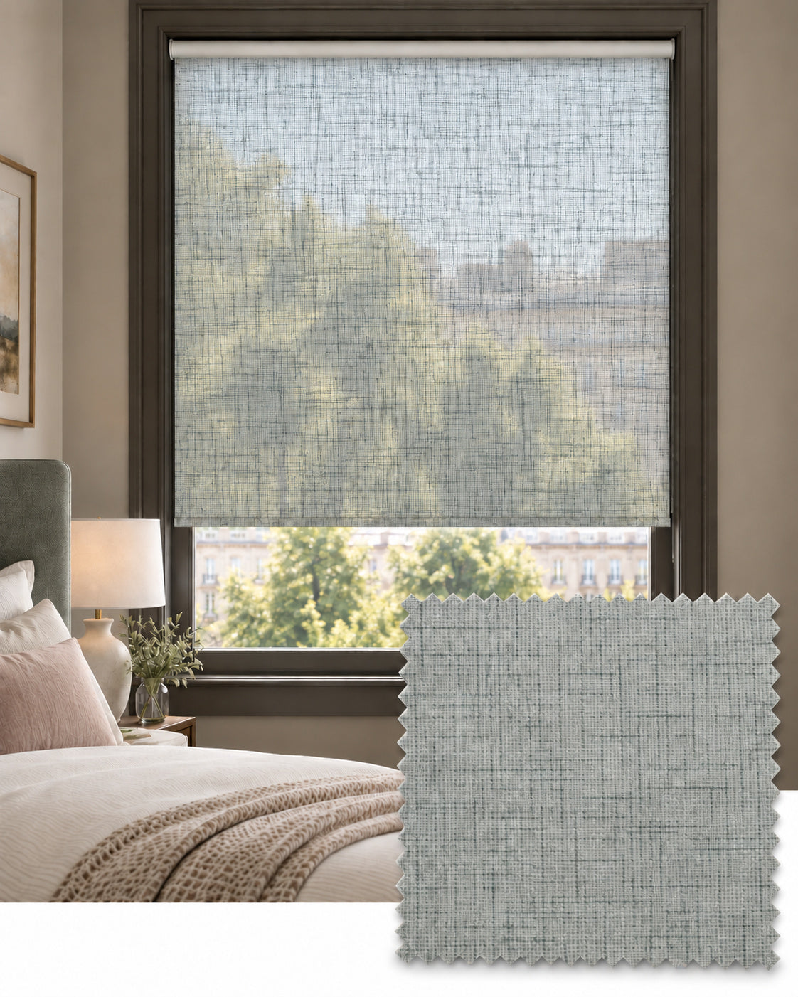 Custom Open Linen Duckegg Translucent Fabric Roller Blind