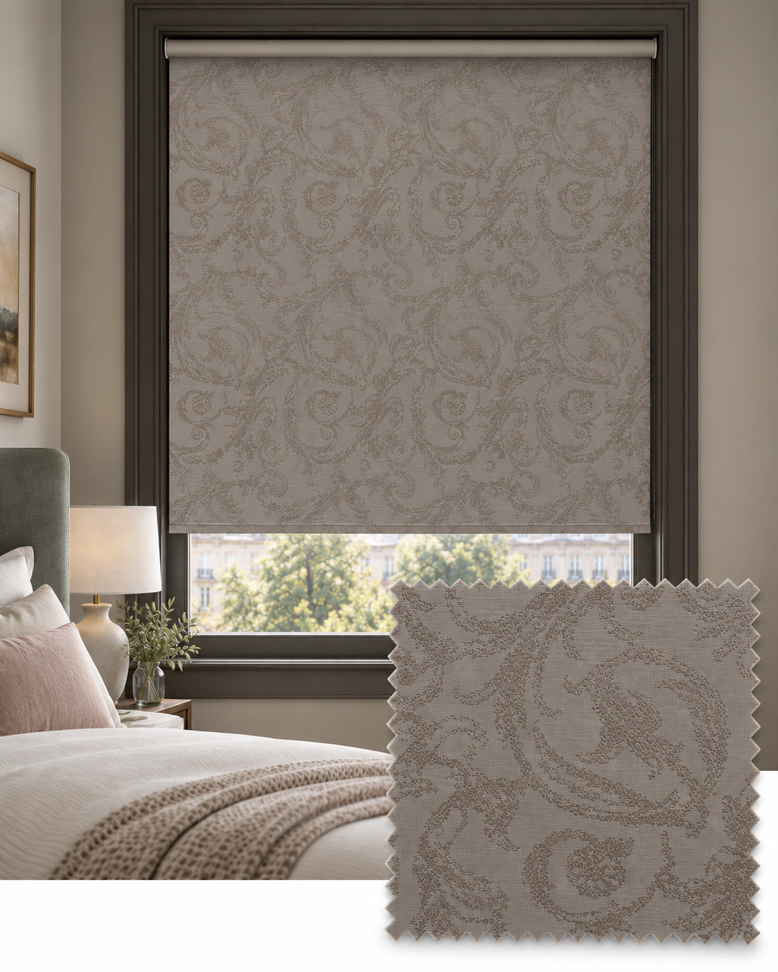 Versailles Taupe Fabric Roller Blind - Made to Measure