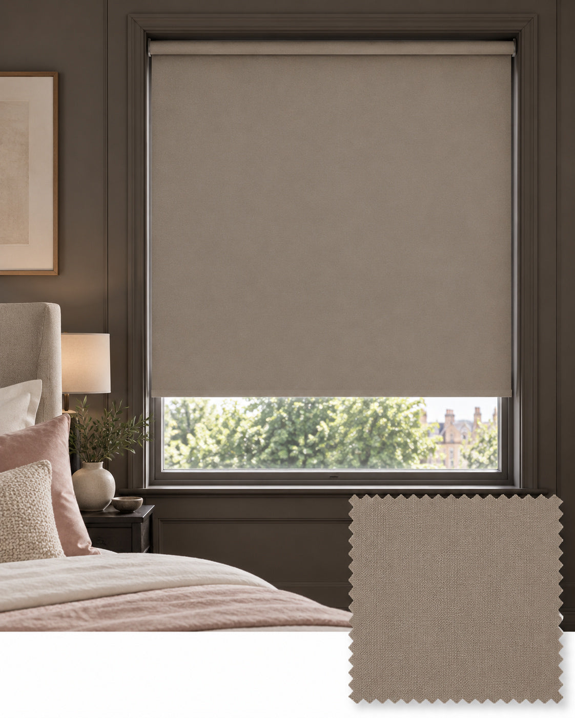 Colourtex Almond Blackout Roller Blind, Made to Measure - Delivery in 2-3 Weeks