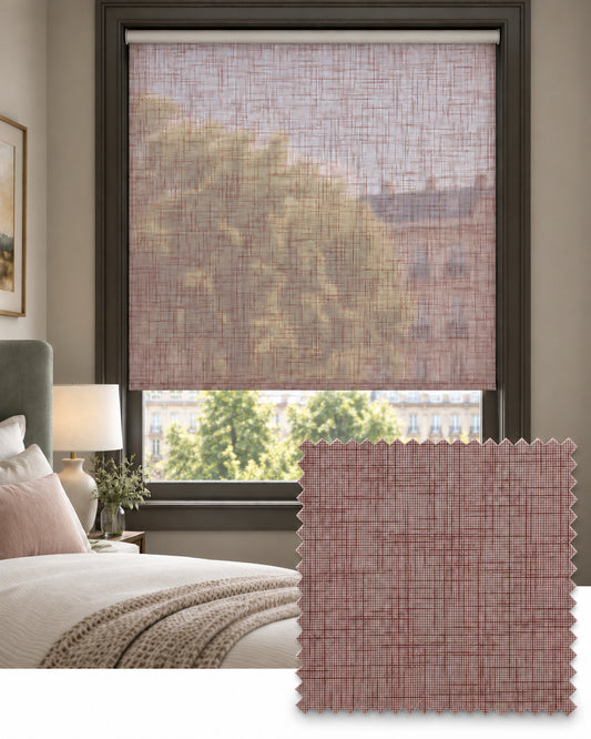 Open Linen Elderberry Roller Blind, Made to Measure