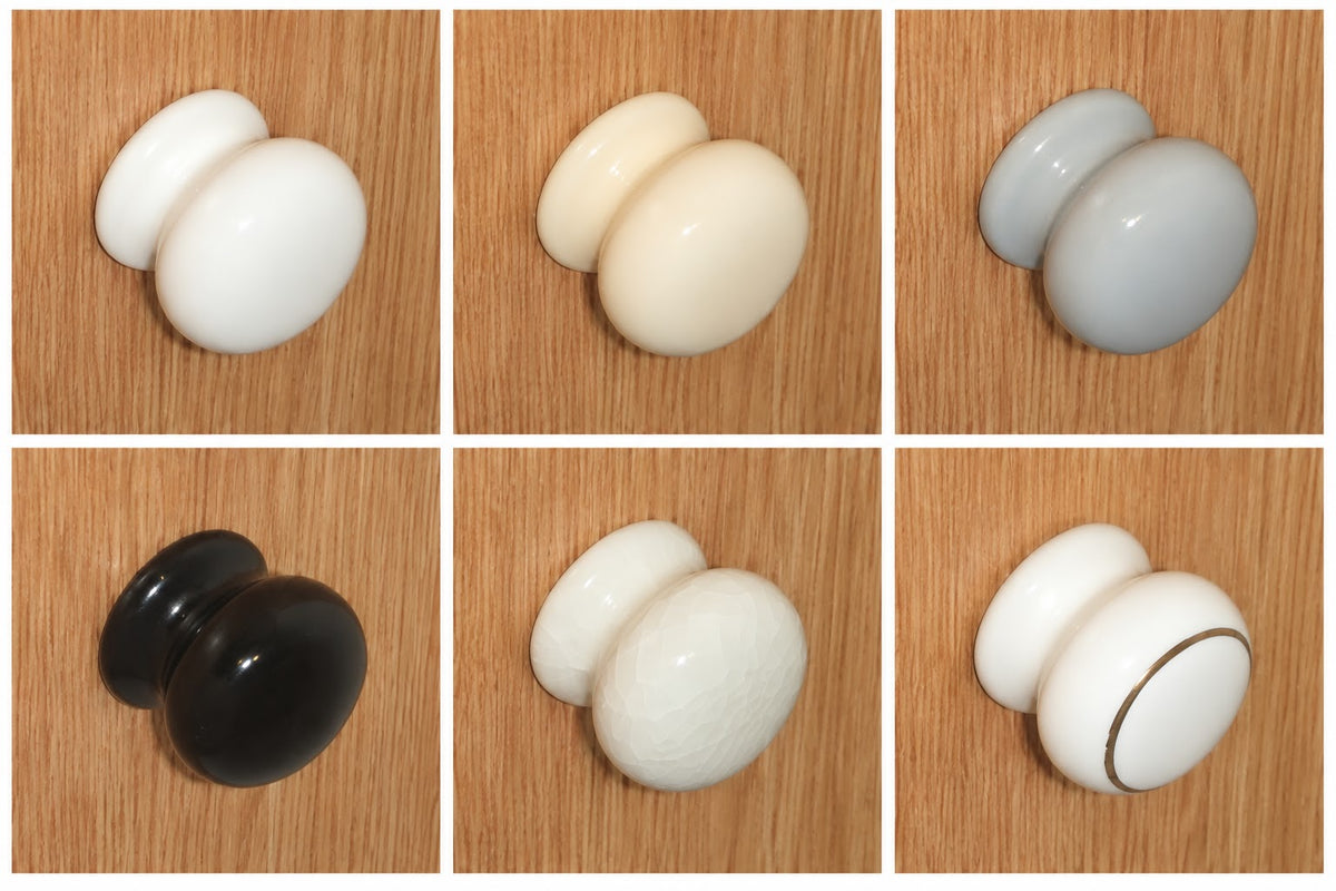 35mm Ceramic Cupboard Knobs - 6 Designs - Packs of 1, 2 or 4