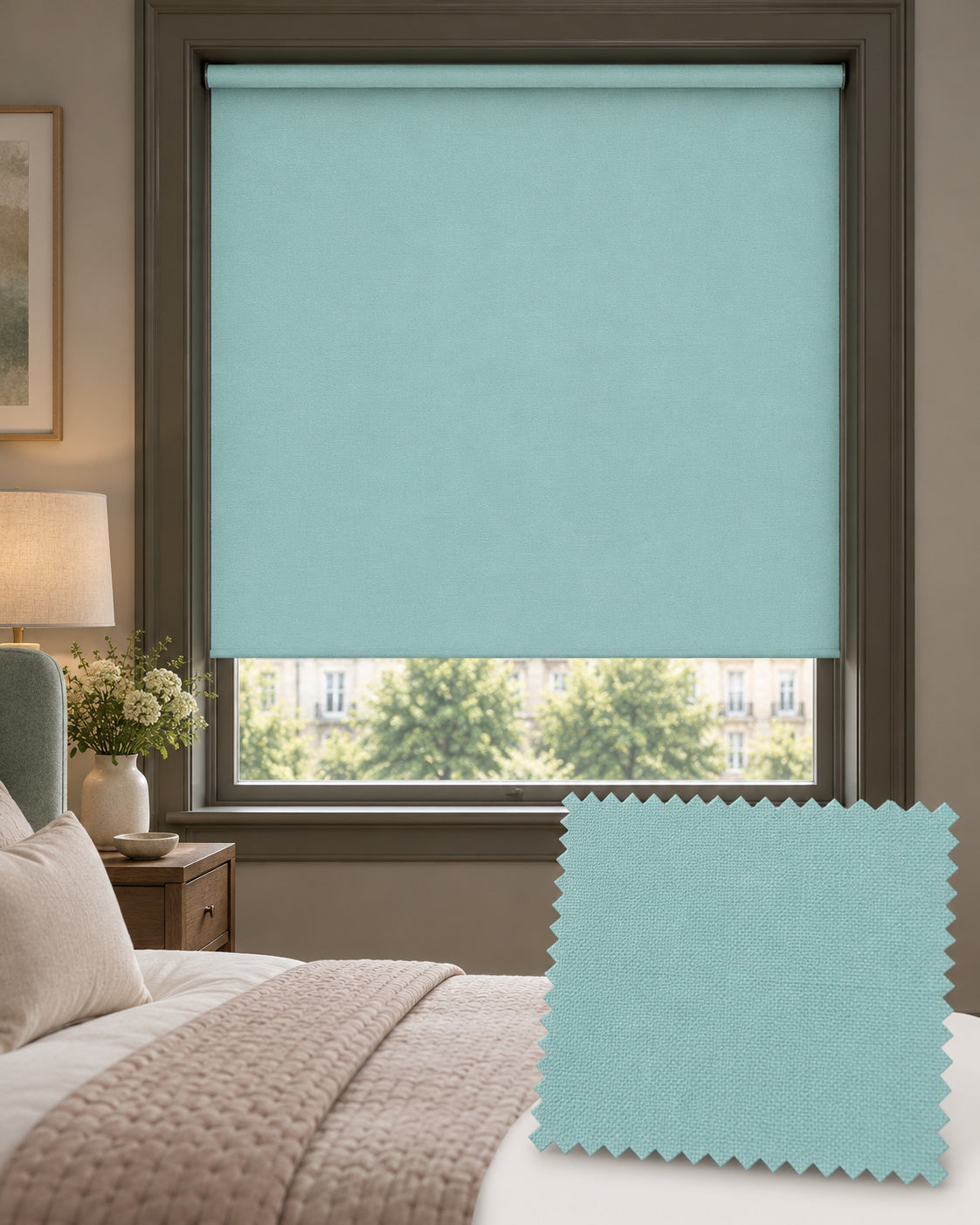 Carnival Aqua Blackout Roller Blind, Made to Measure - Delivery in 2-3 Weeks