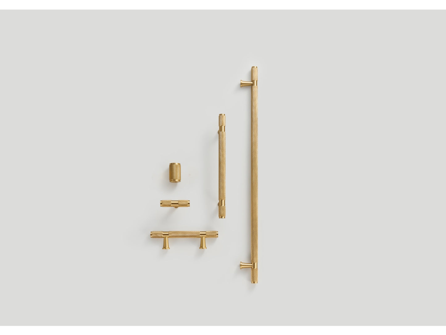 Knurled Solid Brass Cabinet Handle Collection - Brushed Brass