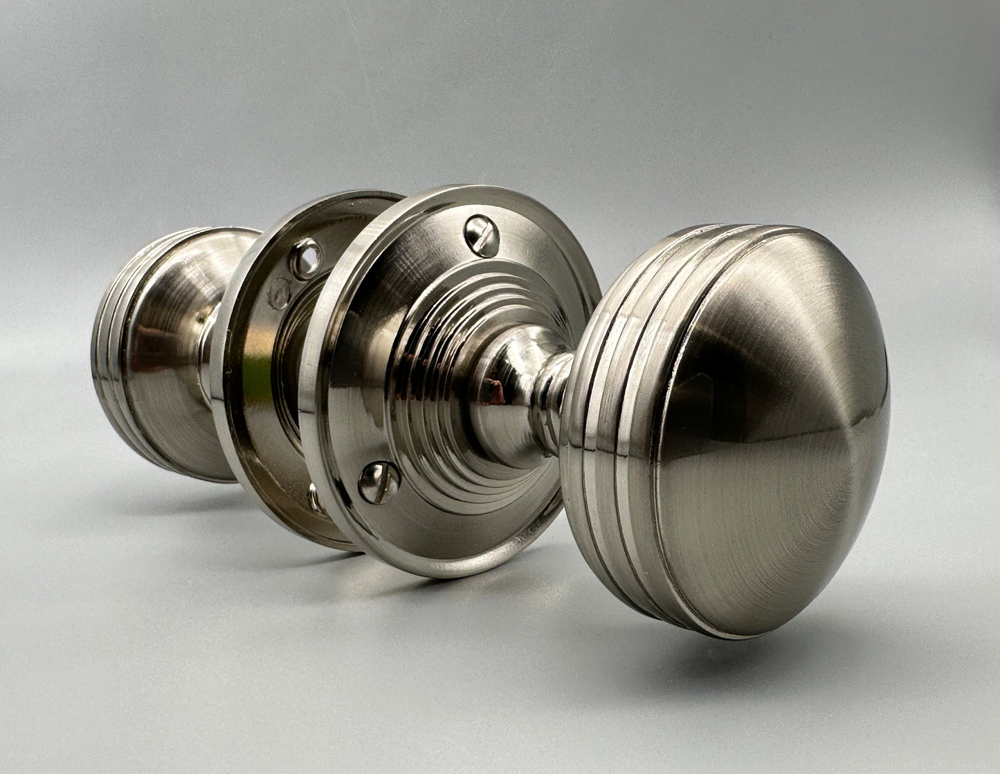 Reeded Satin Mortice Set - 55mm Door Knob Set