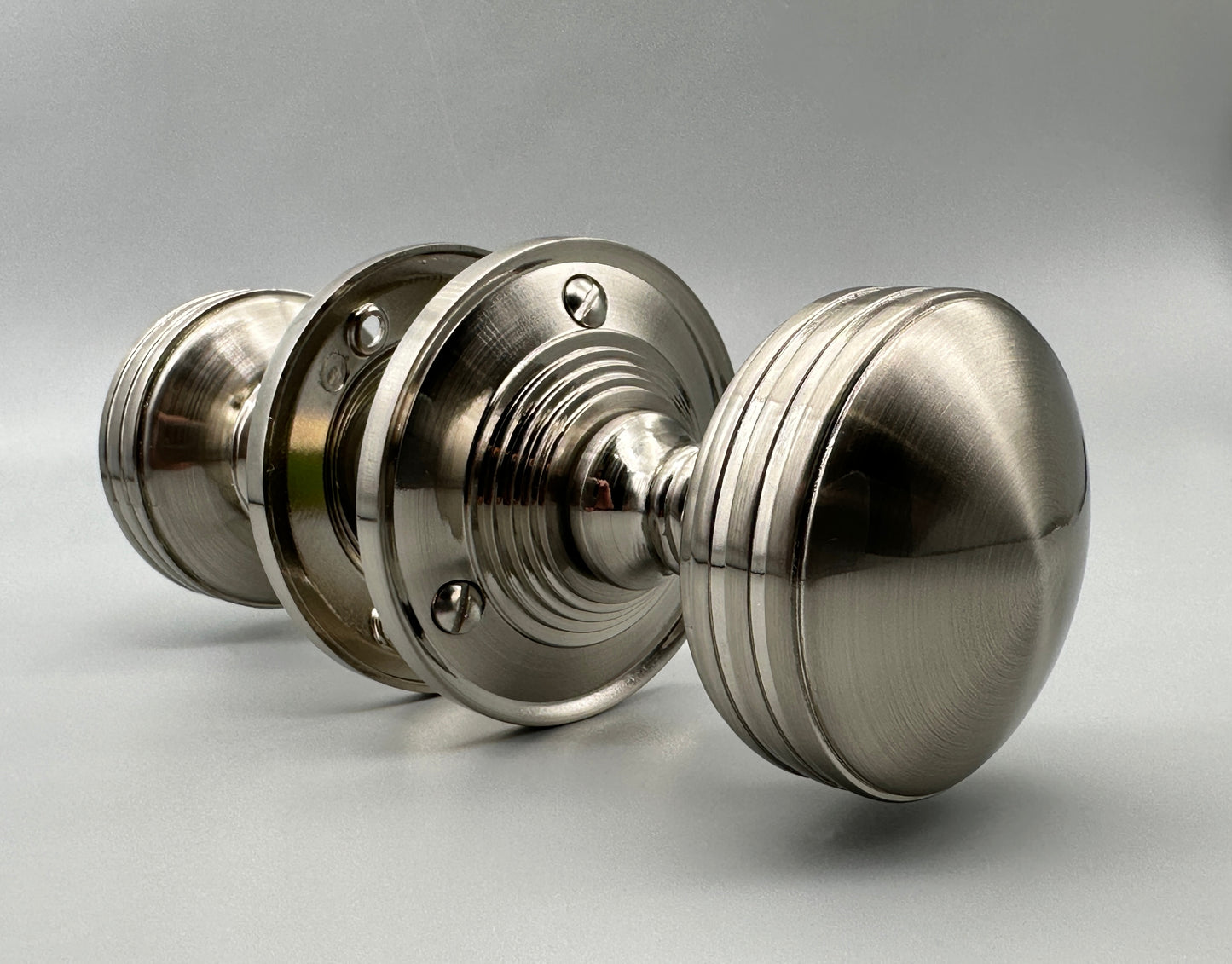 Reeded Satin Mortice Set - 55mm Door Knob Set