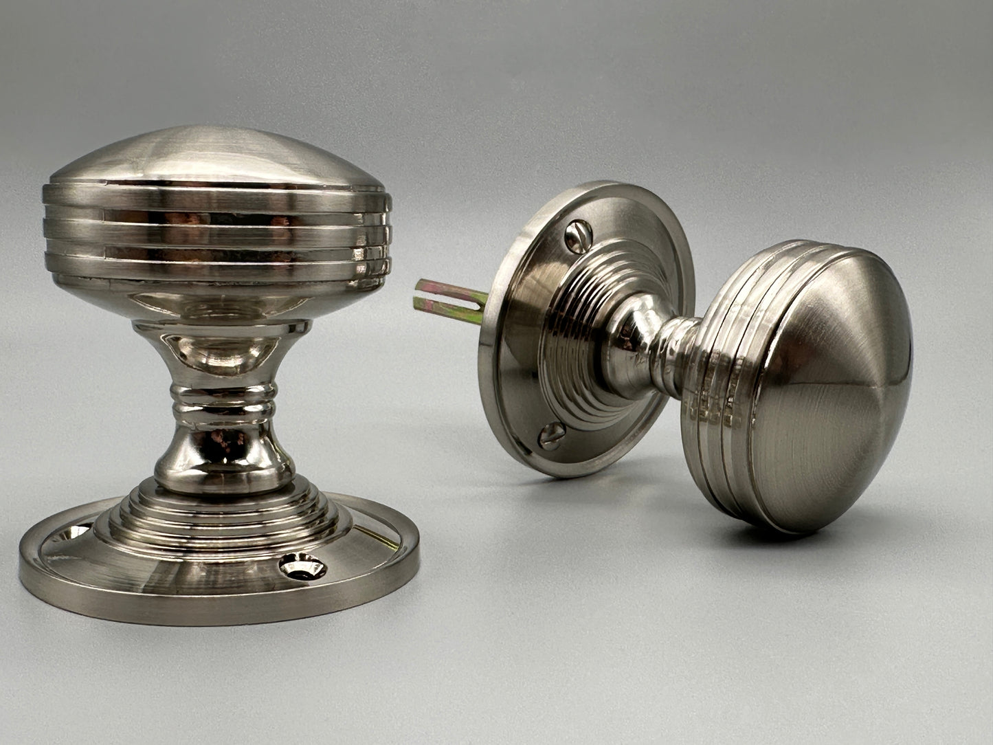 Reeded Satin Mortice Set - 55mm Door Knob Set