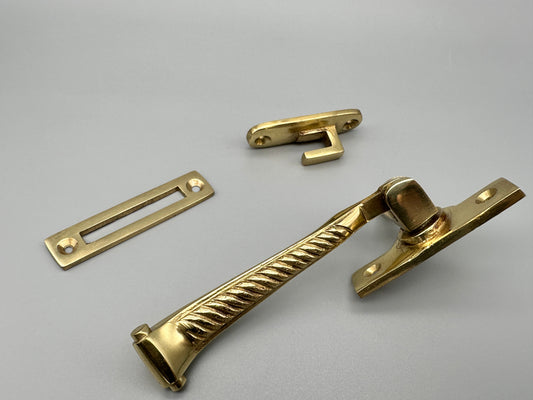 Solid Georgie Brass Victorian Casement Fastener - 100mm