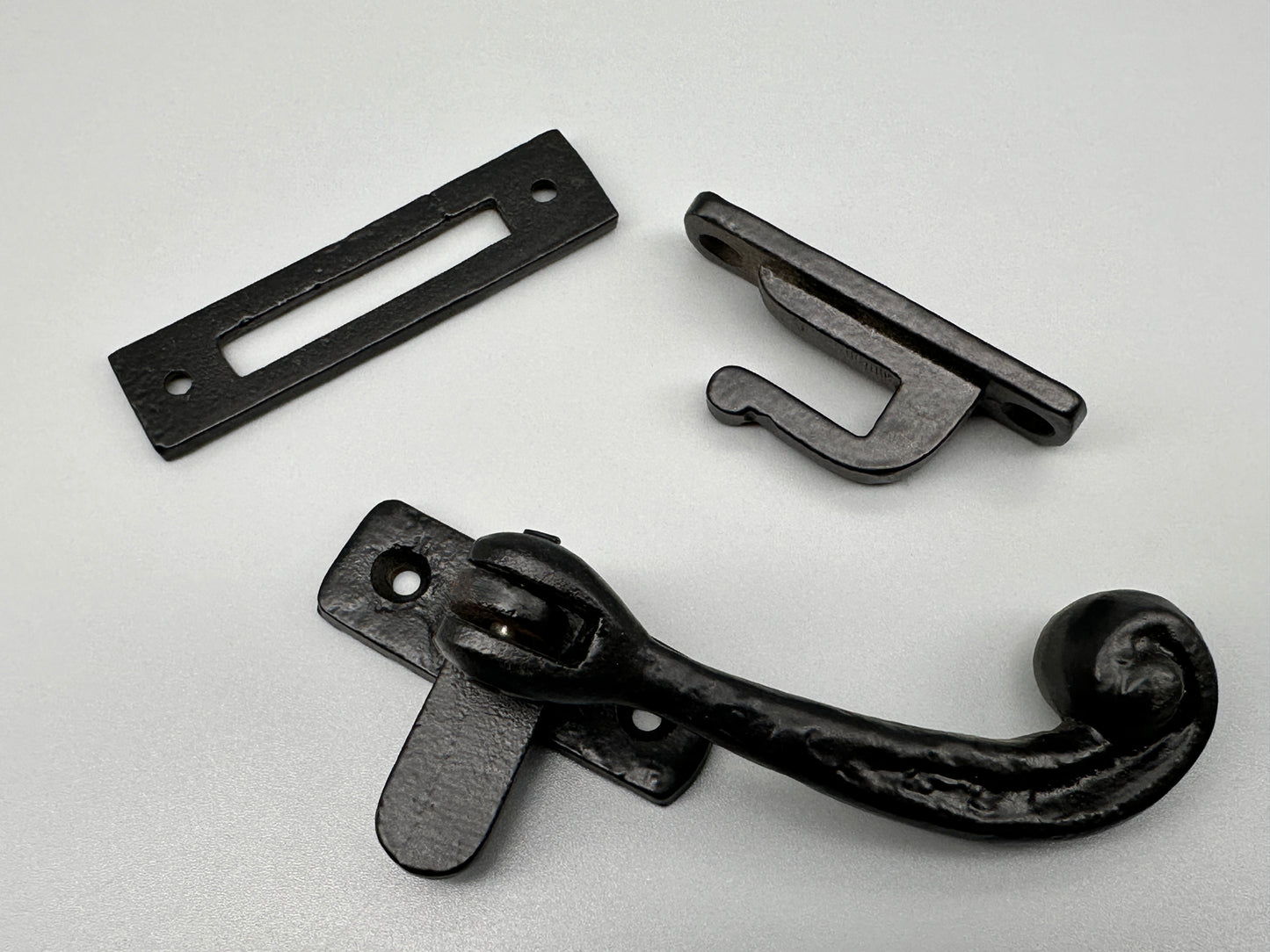 Casement Window Fastener - Curled Tail Fastener - Forged Black - 88mm