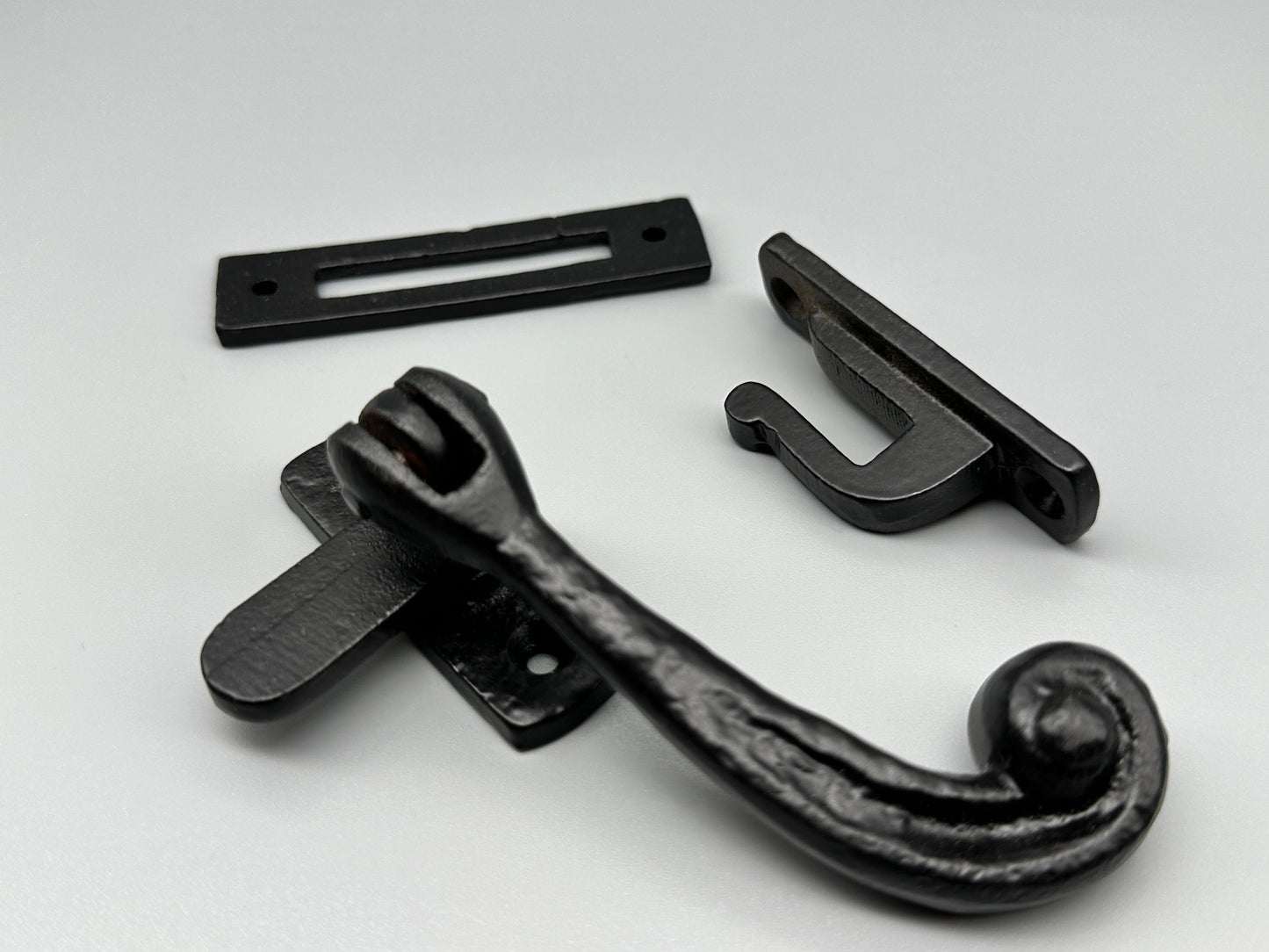 Casement Window Fastener - Curled Tail Fastener - Forged Black - 88mm