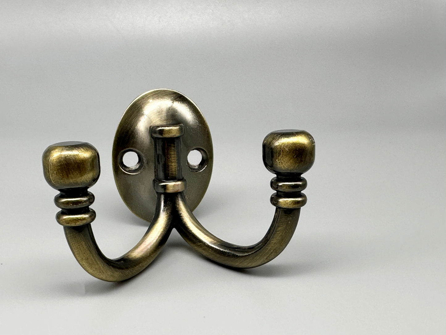Ball End Twin Coat Hooks - Antique Brass Finish - Pack of 1