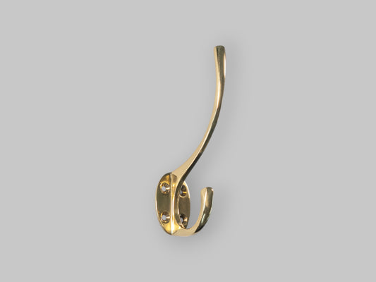 Hat and Coat Hook – Polished Brass – 127mm