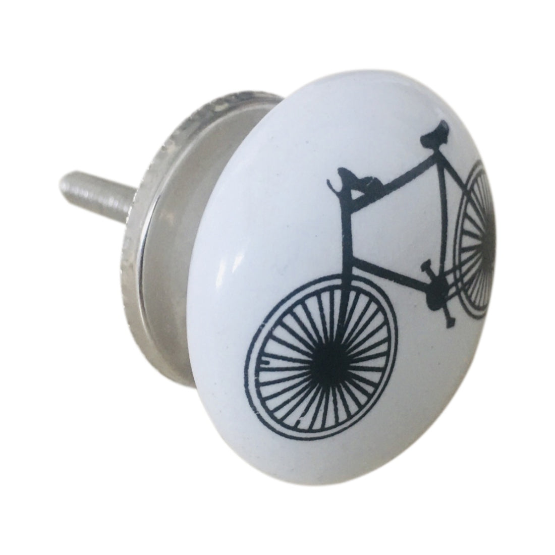 Jones Bicycle Ceramic Drawer Knobs - Nickel 35mm