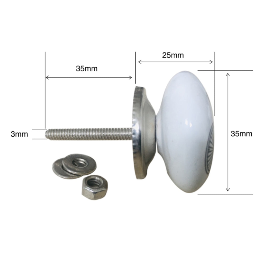 Jones Bicycle Ceramic Drawer Knobs - Nickel 35mm