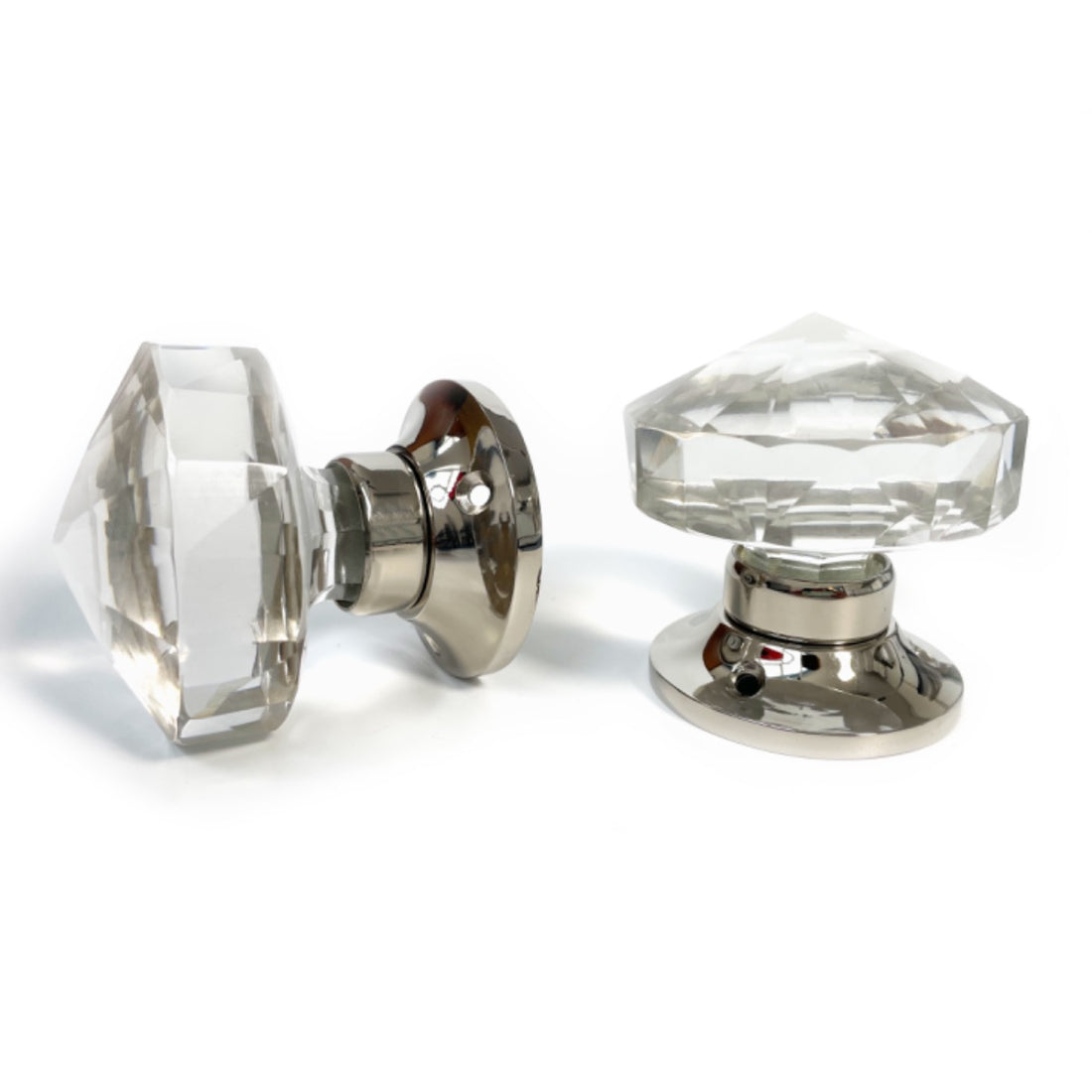2x Laura Ashley Frances Glass Mortice Door Knobs - Chrome Pair