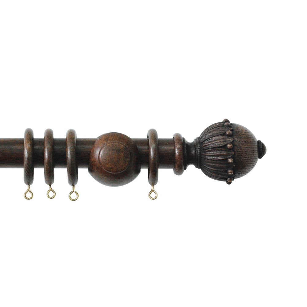 Rustic Solid Wood Curtain Pole Set - Handcrafted - 30mm Kit