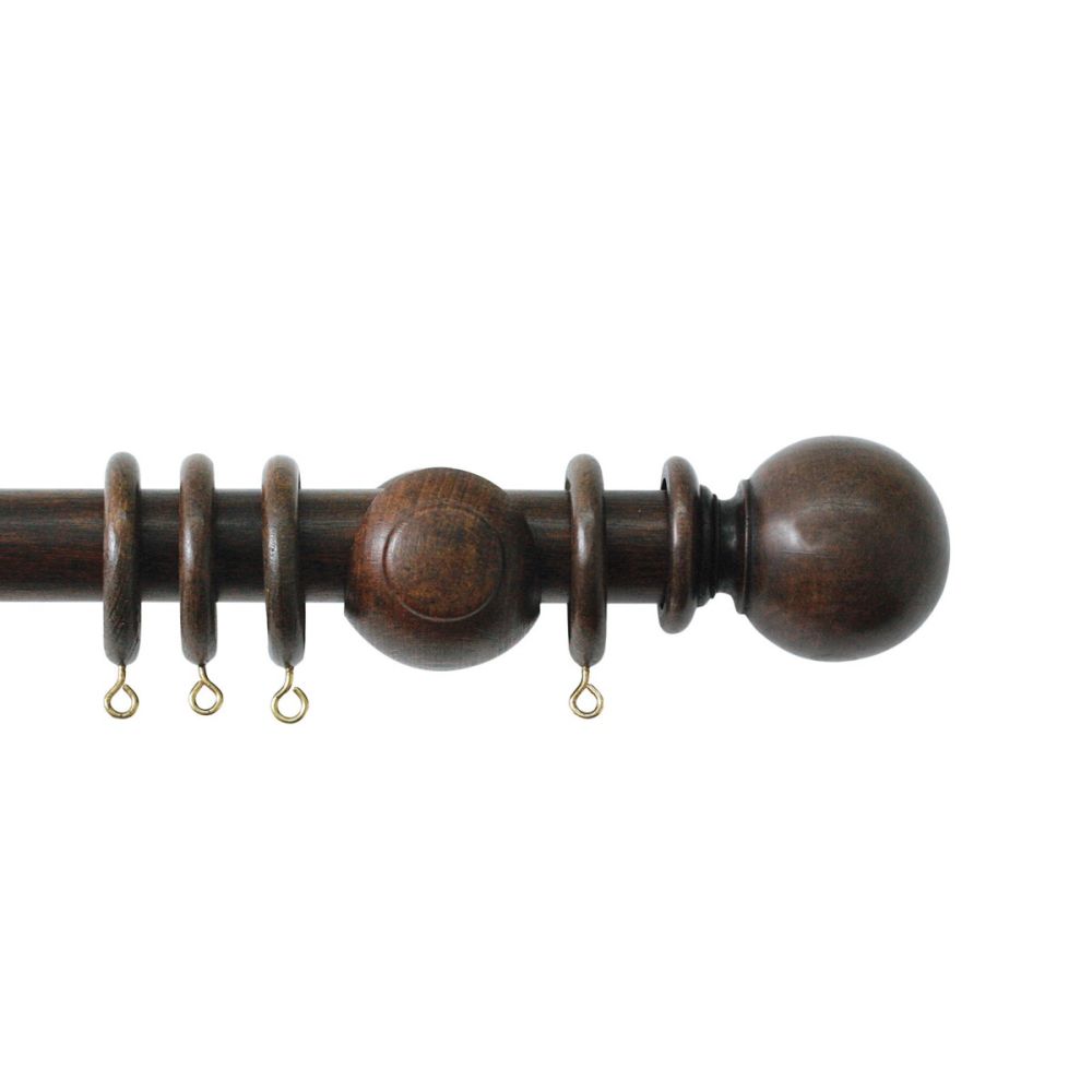 Rustic Solid Wood Curtain Pole Set - Handcrafted - 30mm Kit