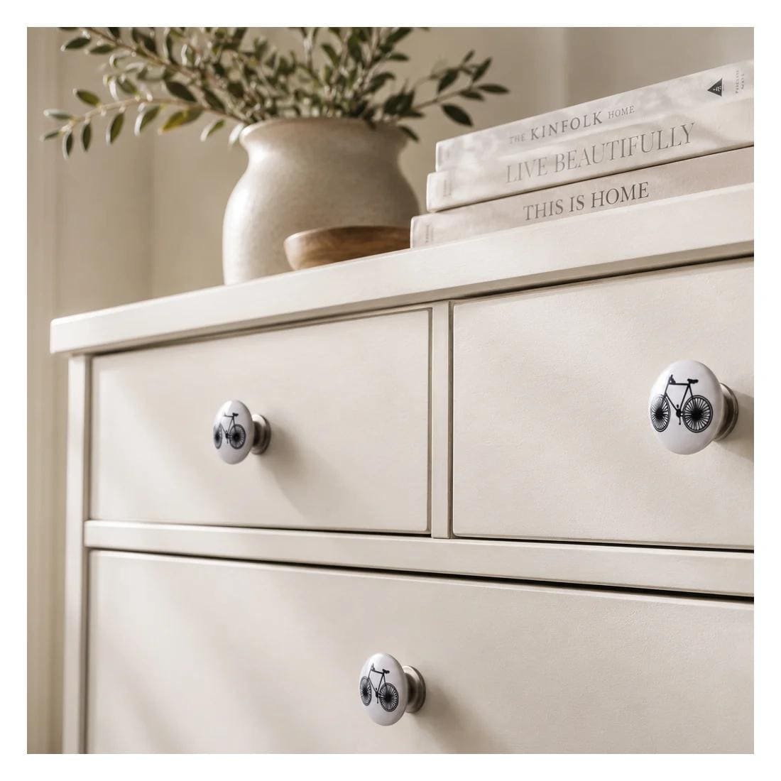 Jones Bicycle Ceramic Drawer Knobs - Nickel 35mm