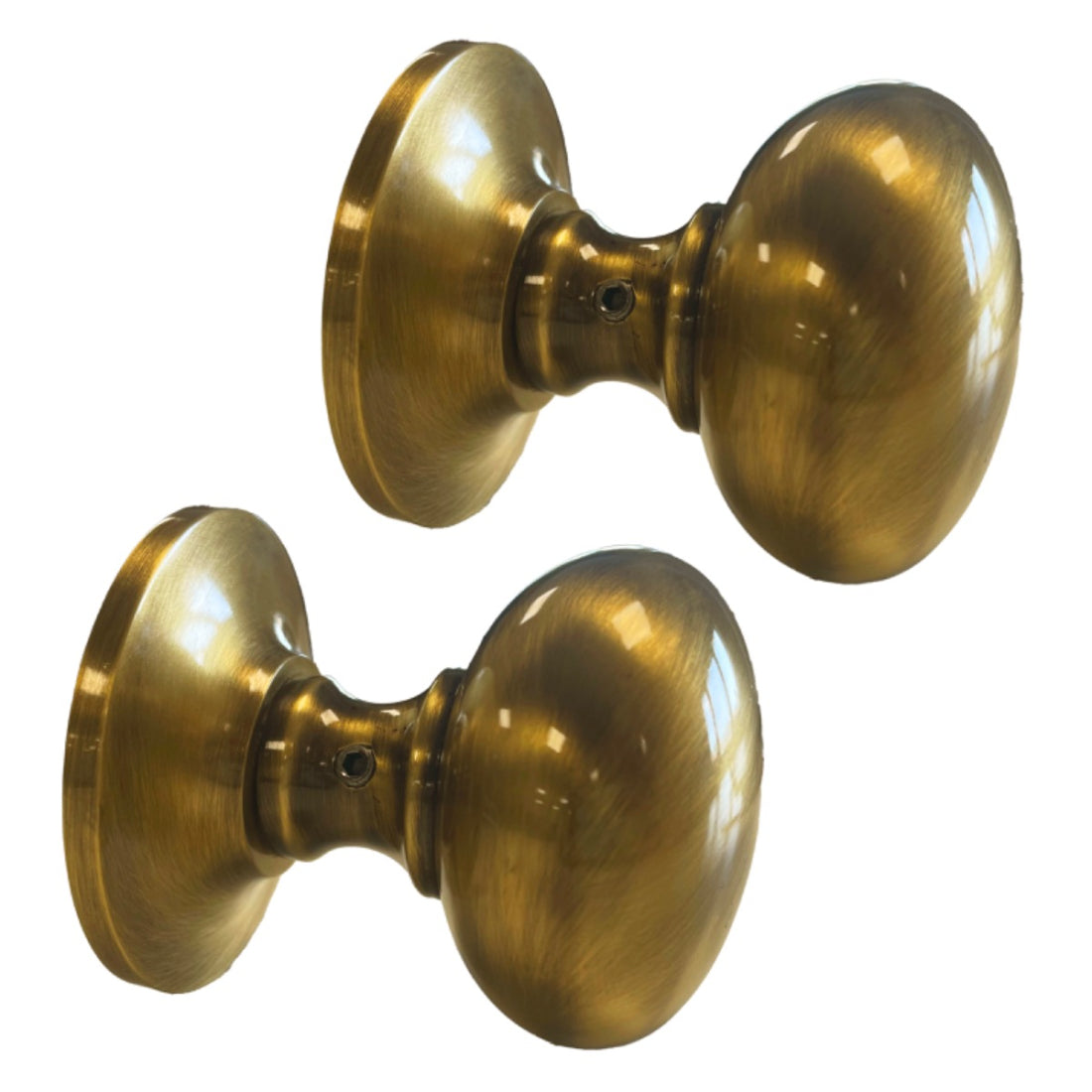 2x Jones Antique Brass Concealed Mortice Door Knobs - Pair