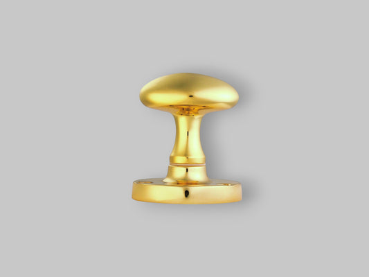 Oval Mortice Knob – Polished Brass – 61mm