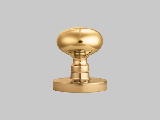 Mushroom Mortice Knob – Polished Brass – 61mm