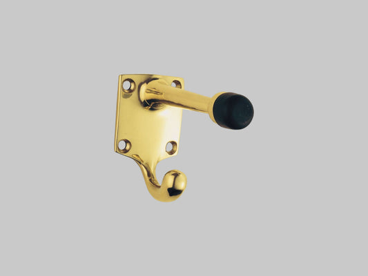 Hat and Coat Hook with Rubber Buffer – Polished Brass – 86mm