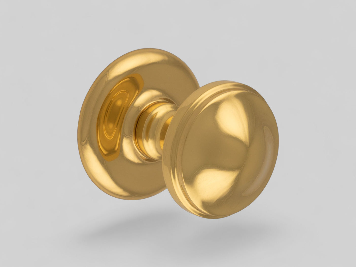 Round Centre Door Knob – Polished Brass – 79mm dia.rose