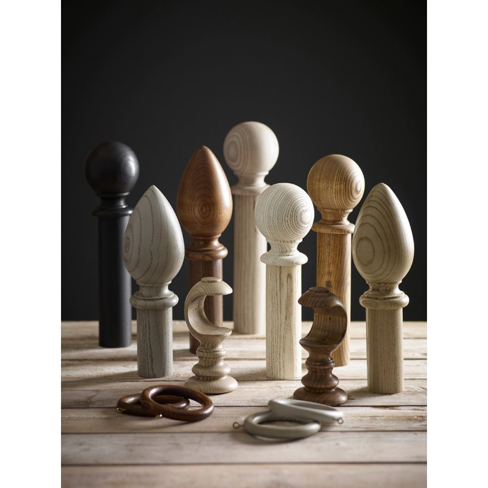 Windsor Solid Wood Curtain Pole Set - Handcrafted - 50mm Kit