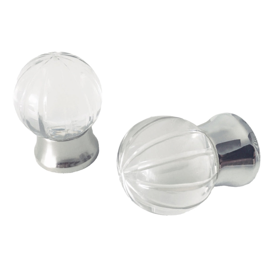 Jones Vivien Glass Drawer Pulls - Chrome Cabinet Knobs 30mm