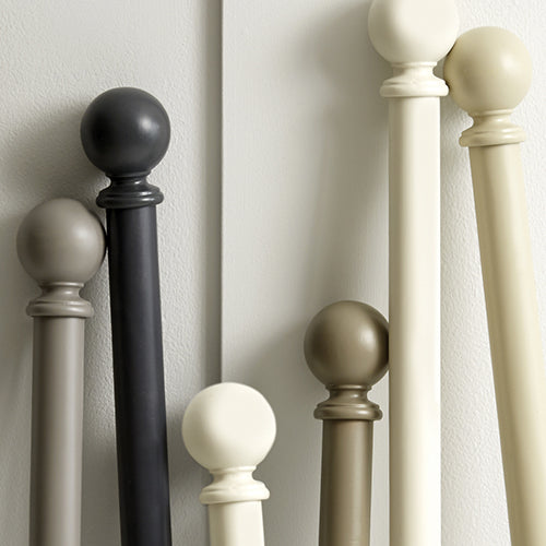 Plain Solid Wood Curtain Pole Set - Handcrafted - 35mm Kit