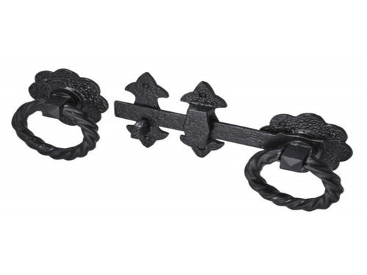 Black Old Hill Ironworks Cottage-Hill Ring Gate Latch - 152mm (6" inch)