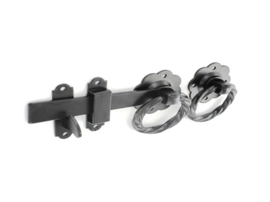Twisted Black Cottage Ring Gate Latch Black 150mm (6" inch)