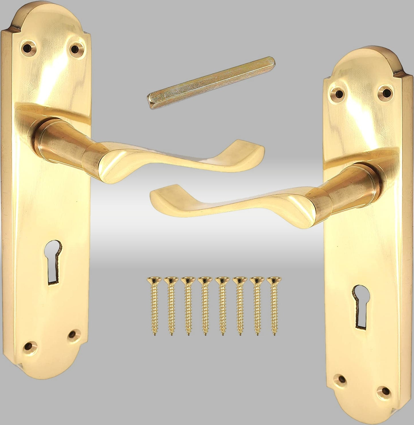 Solid Brass Victorian Style Door Lever Lock Handles - 200mm